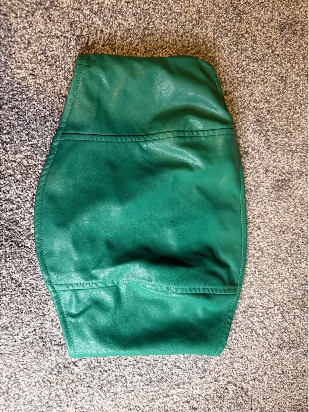 Kendall & Kylie Green Faux Leather Strapless Crop Top XS